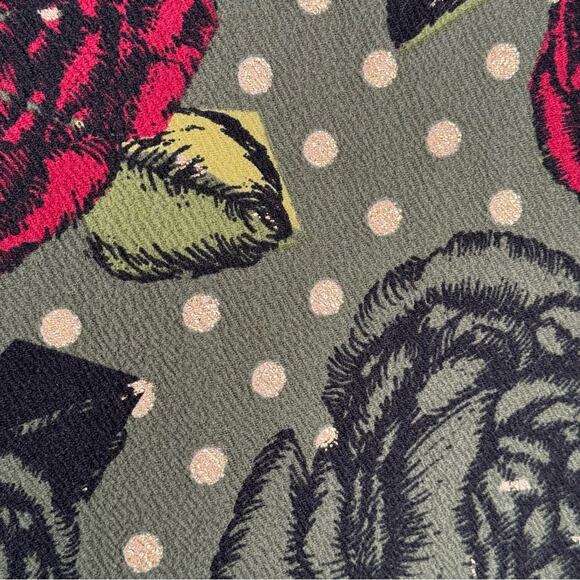 LuLaRoe Olive Green Debbie Metallic Gold Polka Dot Rose Floral Women’s Size XS - Picture 9 of 11
